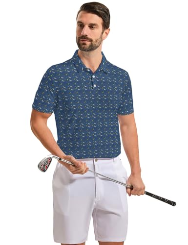 Funny Golf Shirts for Men, Quick Dry Moisture Wicking Polo Shirts - color: Fishing, size: Medium