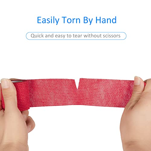 24Pcs Self Adherent Cohesive Bandages Wrap Self Adhesive 2 inch Red - color: Red, size: 24Pcs