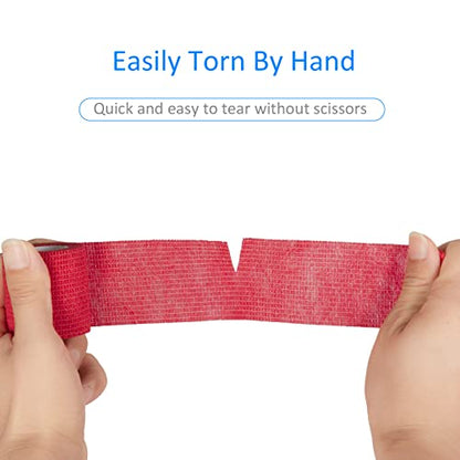 24Pcs Self Adherent Cohesive Bandages Wrap Self Adhesive 2 inch Red - color: Red, size: 24Pcs