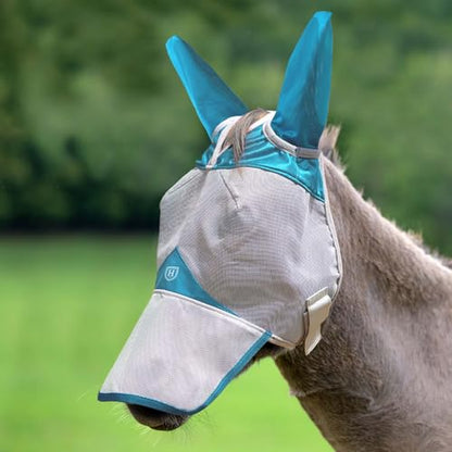 Harrison Howard Mule Donkey Fly Mask Full Face Protection with Nose Cover Sky Blue M - color: Sky Blue, size: Medium