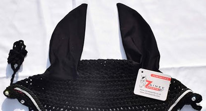 Black Glitter Saddle Pad Set Matching Ear Bonnet | Equestrian Show Gear | Horse Riding Matchy Set | Dressage or Jumping/Hunter - size: Cob