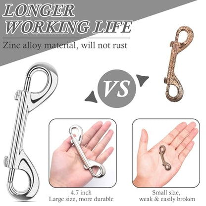 ERKOON Extra Large 4.7 inch Double Ended Bolt Snaps Hooks 220lbs Load Capacity Zinc Alloy Buckles for Cats Dogs Horses Heavy Duty Trigger Snap for Water Bucket/Horse Feed/Hammocks/Key Chain (5 Pack) - size: 5 Pack