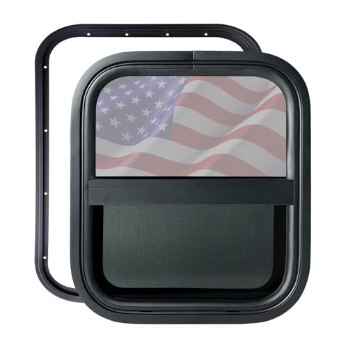 RV Window 14"W x 16"H Vertical Sliding Replacement Glass &Trim Ring Set - size: 14" W x 16" H, style: Vertical