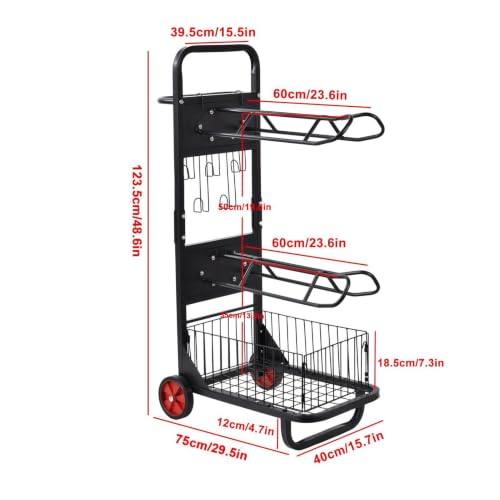 Rolling Saddle Rack Horse Tack Cart 3 Tier, Heavy Duty Steel Stable Storage Cart with Wheels, Portable Horse Equipment Organizer for Tack Room Trailer Indoor Outdoor