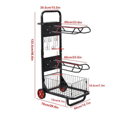Rolling Saddle Rack Horse Tack Cart 3 Tier, Heavy Duty Steel Stable Storage Cart with Wheels, Portable Horse Equipment Organizer for Tack Room Trailer Indoor Outdoor