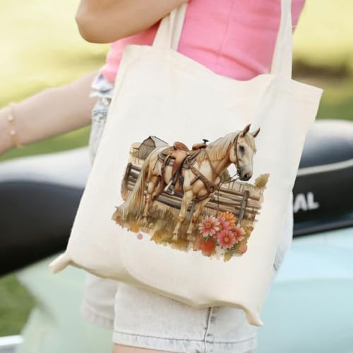 arricraft 9 Sheets Horses Theme Iron on Stickers, Flowers Fences Horses Pattern Print Transfer Stickers Decals for DIY T-Shirt Jeans Backpacks Families Clothing Hat Decoration Applique - style: Horses Theme