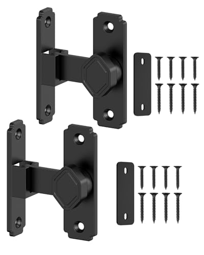 90 Degree Barn Door Lock, Sliding Door Latch, Black, 2 Pack - color: Black-2PCS