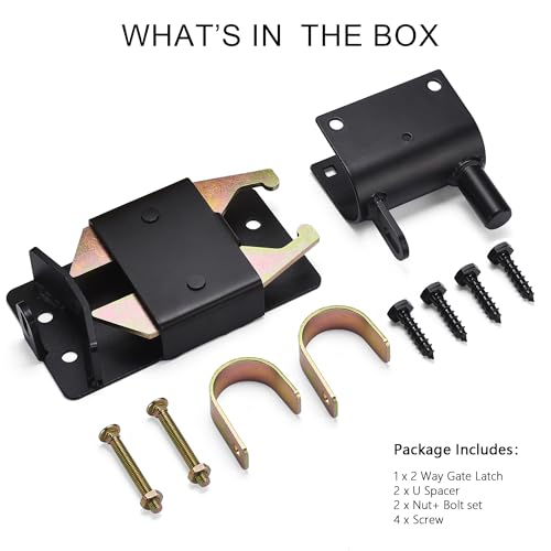 2-Way Farm Gate Latch, Heavy Duty Fence Latch for Metal Tube Gates