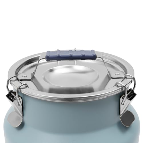 DYNAMI 3.2Gal Stainless Steel Airtight Canister,Large Metal Food Storage Container,Stainless Steel Bucket Milk Can Milk Jug With Lid&Handle, for Kitchen Rice Flour Coffee Bean (Blue) - color: Blue