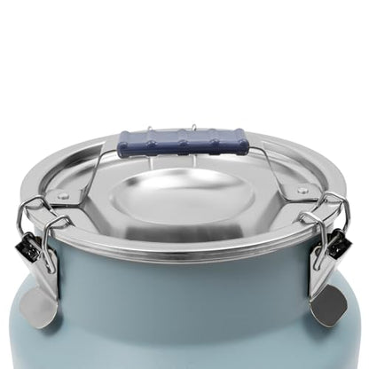 DYNAMI 3.2Gal Stainless Steel Airtight Canister,Large Metal Food Storage Container,Stainless Steel Bucket Milk Can Milk Jug With Lid&Handle, for Kitchen Rice Flour Coffee Bean (Blue) - color: Blue