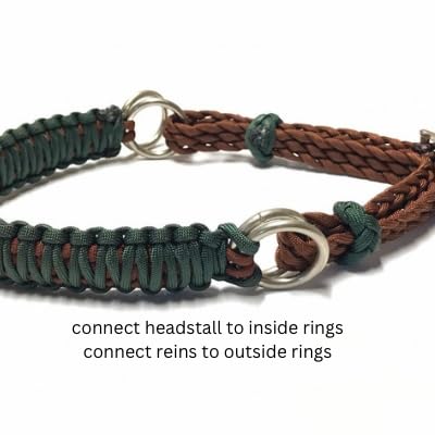 Side Pull Hackamore bitless Bridle Attachment Hunter Green Horse tack with Black or Brown Chinstrap