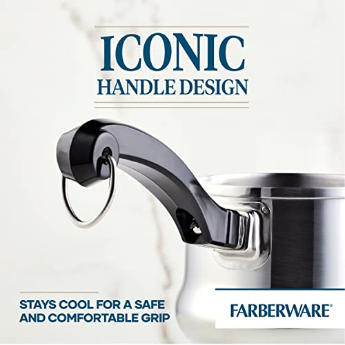 Farberware Classic Series Stainless Steel Butter Warmer Melting Pot | Easy pouring, stainless steel pot for melting butter and heating milk, small pot, spout, dishwasher safe, oven safe