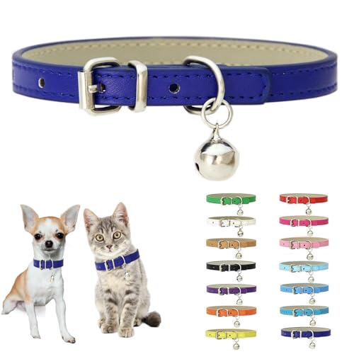 Blue XXS Dog Collar with Bell Puppy Collars Bells Cat Small Dog Bell Collar - color: Dark Blue, size: XXS(Neck 5-8")