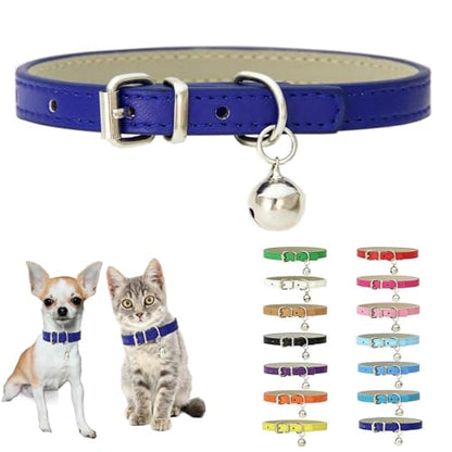 Blue XXS Dog Collar with Bell Puppy Collars Bells Cat Small Dog Bell Collar - color: Dark Blue, size: XXS(Neck 5-8")