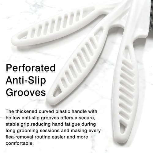 3-Piece Flea & Lice Fine-Tooth Comb Set for Dogs and Cats, Stainless Steel Pin Grooming Tools with Non-Slip Handle
