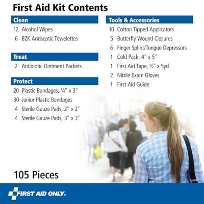 First Aid Only 91249 On-The-Go All-Purpose Emergency First Aid Kit for Car, Travel, Home and Business, 105 Pieces - style: First Aid Kit