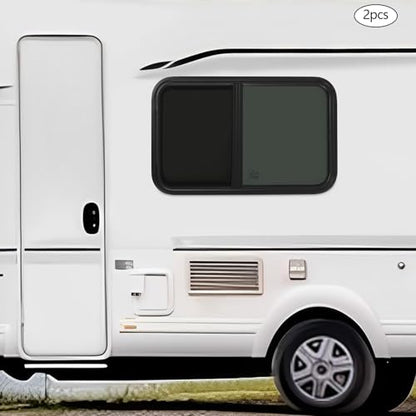 Vertical Sliding Black RV Window for Teardrop, Cargo, Horse Trailer, Marine Camper Window Replacement,18" Wide x 30" Tall, 2 Pack (18"x30") - size: 18"x30"