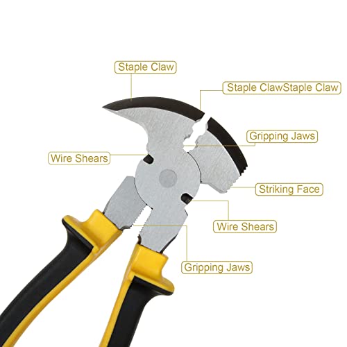 2PCS 10inch Fencing Pliers, Fence Pliers Tool, Nail Puller, Multi Fencing Pliers Tool, Stretching Wire Pliers, Pliers with Hammer Head for Installation and Removal of Wire Fence