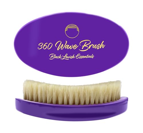 360 Wave Brush, Build Deeper Waves, Soft & Hard Boar Bristle Curved Brushes BLACK LAVISH ESSENTIALS Gold Bristle (Soft Brush, Purple) - color: Purple, size: Soft Brush