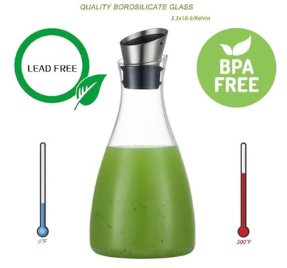 Purefold 50 Oz Borosilicate Glass carafe with Lid 1.5 Liter Glass Pitcher | Heat resistant 0–300°F. Ideal for iced tea, lemonade, juice & cold water. Dishwasher safe, fridge friendly, stovetop safe. - size: 50 Ounces