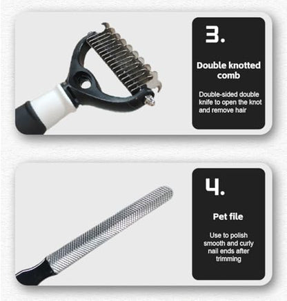 6-in-1 Pet Grooming Kit with Self Cleaning Slicker Brush, Double-Sided Dematting Undercoat Rake, Metal Grooming Comb, Dog & Cat Nail Clippers, Shedding Tool for Dogs, Cats & Rabbits