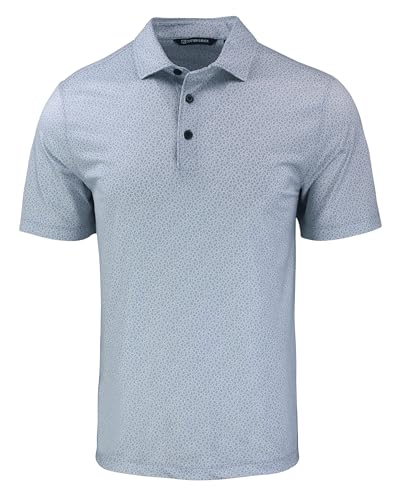 Cutter & Buck Pike Eco Pebble Print Stretch Recycled Mens Polo - color: Polished/White, size: Medium