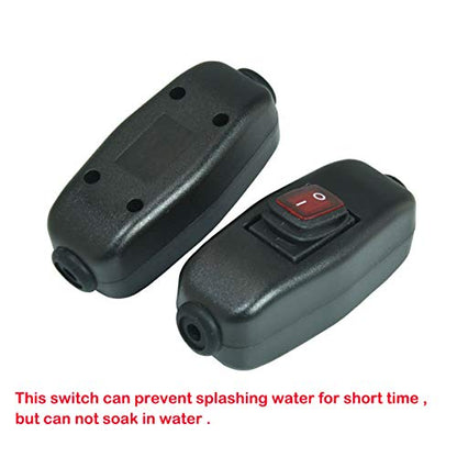 2Pcs Appliance Light Switch ON/Off Inline Cord Cable, Black | Waterproof IP65, 6A-15A Large Current, 250V 125VAC, T85 Rated - color: 2 pcs Red LED
