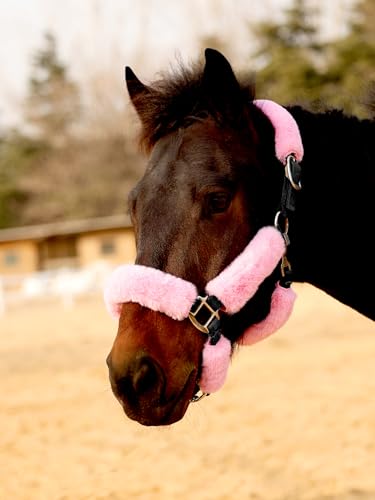Harrison Howard Fleece Halter Covers for Horses, Set of 9, Prevent Hair Loss Pressure Marks, Padded Horse Halter Fleece Set Pastel Pink - color: Pastel Pink
