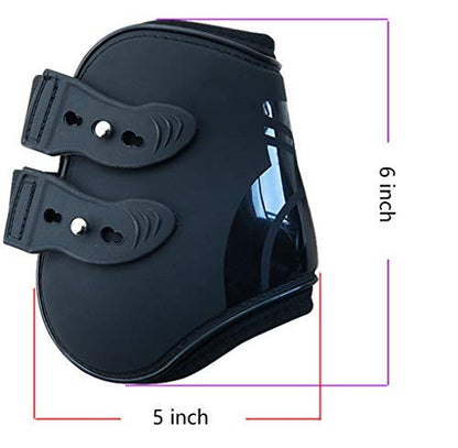 Open Front Jumping Tendon Horses Boots, Secure Leg Protection, Lightweight and Tough Dressage Horse Riding Equestrian Equipment - color: Black(Front & Hind Boots Set)