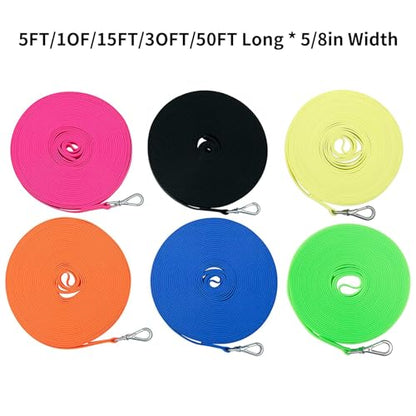 Waterproof Dog Training Leash 50FT 30FT 15FT 10FT 5FT Heavy Duty Recall Long Lead for Large Medium Small Dogs - color: Transparent Green, size: 5FT