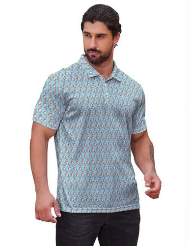 Funny Golf Shirts for Men, Quick Dry Moisture Wicking Polo Shirts - color: Breakfast Balls1, size: Medium