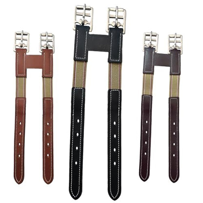 Majestic Ally Leather Girth Extender with Heavy-Duty Elastics, Durable, Flexible - color: Black