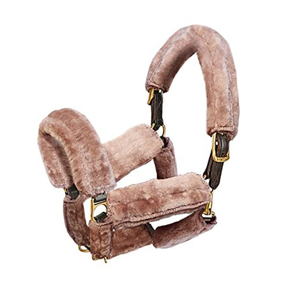 Harrison Howard Horse Halter Fleece Cover Set – Full Coverage Anti-Rub Halter Covers for Horses, Noseband, Chin & Crown Protection, 9-Piece Padding Set Brown - color: Brown