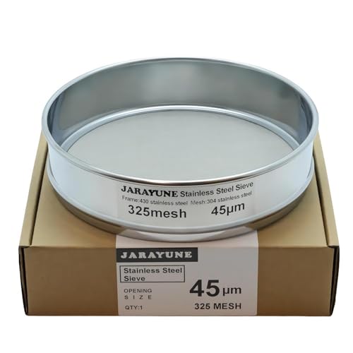 325 Mesh Stainless Steel Lab Sieve, Sturdy 8Inch(20.5cm) Sifter, Fine Mesh Sieve Strainer for Powder Pellet Flour Liquid Filtration-Lab Industrial DIY Household Use - size: 325mesh (45µm)