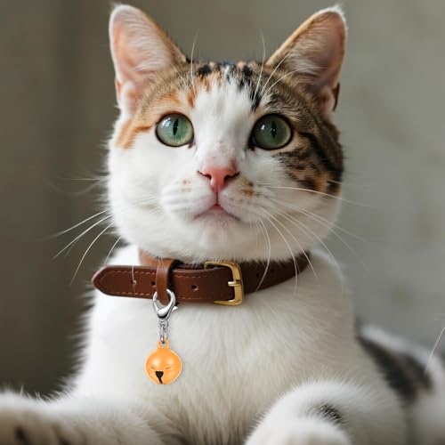 Larrel 14 Pcs Pet Bell, Small Dog Collar Bell with Key Rings Clasps Cat Collar Charms Pet Pendant Accessories for Small Animal Dog Goat Puppy Kitty Pets Training to go Outside 1/2-Inch (Colourful)