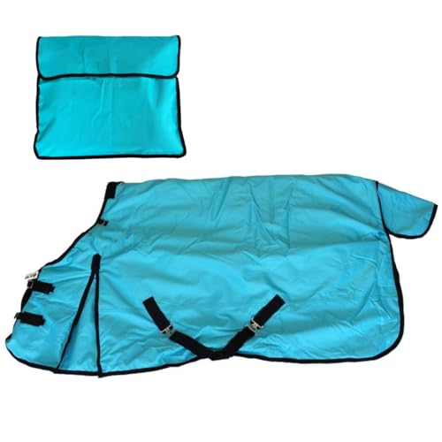 AJ Tack 1200D Waterproof Winter Horse Blanket with Storage Bag - 400g Heavyweight Turnout with Fleece Collar, Shoulder Gussets & Tail Flap - Turquoise 72" - size: 72