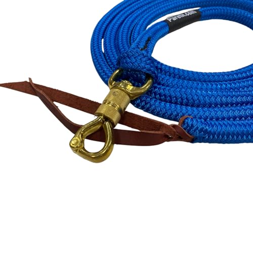 PARELLI 12 Foot Training Rope - Strong Everyday Use All-Purpose Horse Lead Rope with Loop & Latigo Popper | 9/16" Diameter Smooth Yachting Braid, Blue - color: Blue