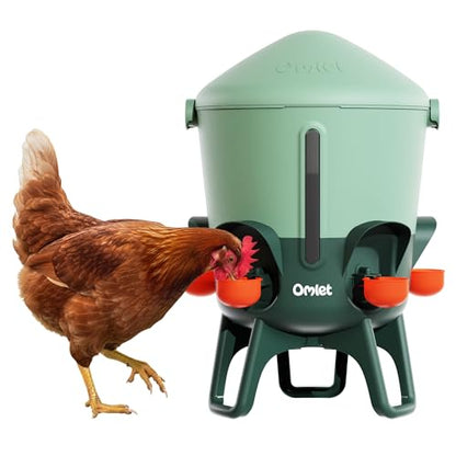 Omlet Insulated Chicken Waterer, 3 Gallon | Automatic Poultry Water Dispenser with 5 Cups & Nipples Included | BPA-Free | Anti-Roost Lid | Sage Green - color: Sage Green, size: 3 Gallon