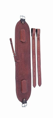 Western Horse Floral Tooled Leather Rear Flank Saddle Roper Back Cinch with Billets (Tan)