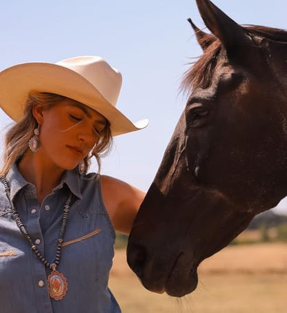 Montana West Rustic Couture's Western Concho Dangle Drop Earrings for Women - color: B-Silver
