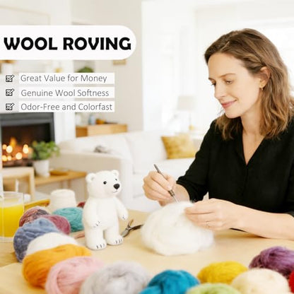 3.4oz Needle Felting Wool Star White for DIY Needle Craft Enthusiasts - color: Star White