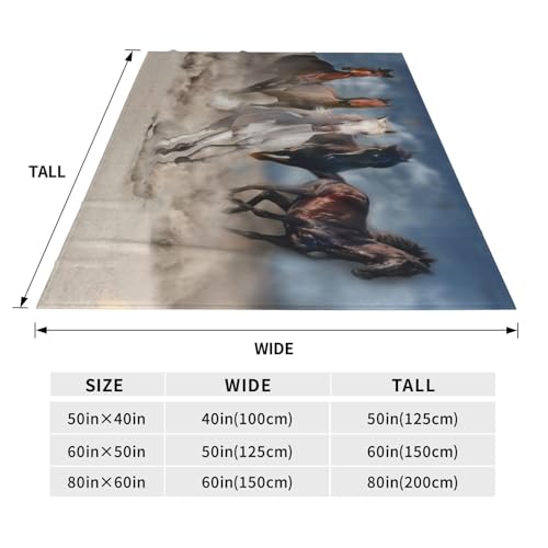 Horse Throw Blanket Gift, Soft Warm Fuzzy Plush Blanket, Smooth Cozy Flannel Blanket for Bed/Couch/Camping (50"x40", Five Horse) - size: 50"x40"