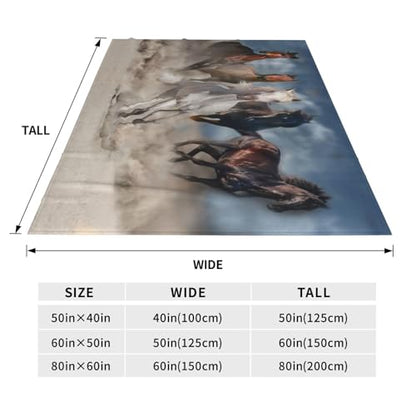 Horse Throw Blanket Gift, Soft Warm Fuzzy Plush Blanket, Smooth Cozy Flannel Blanket for Bed/Couch/Camping (50"x40", Five Horse) - size: 50"x40"