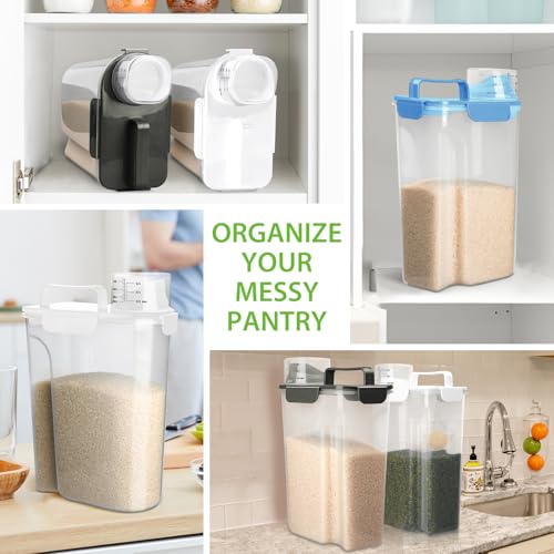 Viretec Rice Storage Container, 5 to 10lb Dry Food Airtight Dispenser, Pet Dog Cat Food Canister, BPA Free Clear Plastic Kitchen and Pantry Organization Bin for Oatmeal, Grain, Cereal, Pasta, Flour - color: 6L/Blue