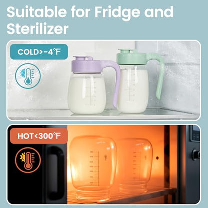 32oz Breast Milk Storage, Breastmilk Pitcher with Lid (199mm) | Heat and Cold Resistant, Leak-Proof Container, for Preparing Baby Bottles, Large Mouth for Easy Cleaning & Storage - style: 199mm