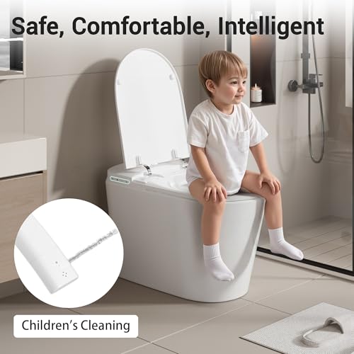 Smart Toilet with Bidet Elongated Heated Seat Dual Flush/Seat & Lid | Foot Sensor Electric Modern One Piece Toilet with Warm Water Wash&Air Dry LED Display Siphon Flush 1.28 GPF MAP 1000g - color: Ivory White