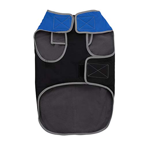 Jacket for All Dogs, Fleece-Lined, Waterproof Doggie Vest, Reflective Pet Parka (6800) (XX-Small, Blue and Black) - color: Blue/Black, size: XX-Small