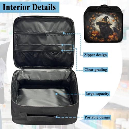 Halloween First Aid Bag Dogs Black Cat Empty Medical Supplies Organizer Bag Portable Trauma Kit for Home Office Kitchen Traveling Camping - color: Halloween Black Cat