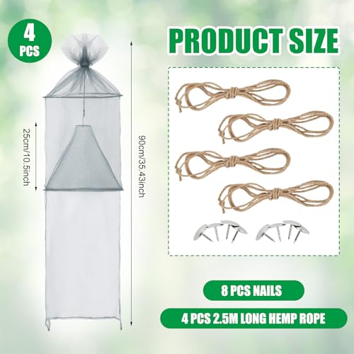 Qualirey 2 Pack Spotted Lanternfly Trap Lanternfly Killer for Tree,Grey | Circle Traps for Lantern Flies Mesh Lanternfly Catcher with Jute Rope and Nails Outdoor Insect Bug Trap to Protect Trees - color: Gray