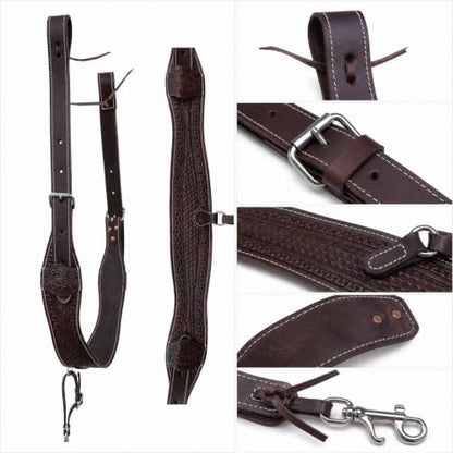 CHALLENGER Horse Western Basket Weave Tooled Leather Rear Flank Saddle Cinch Billets 9779BR